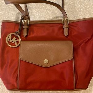 MIchael Kors nylon tote deep red
